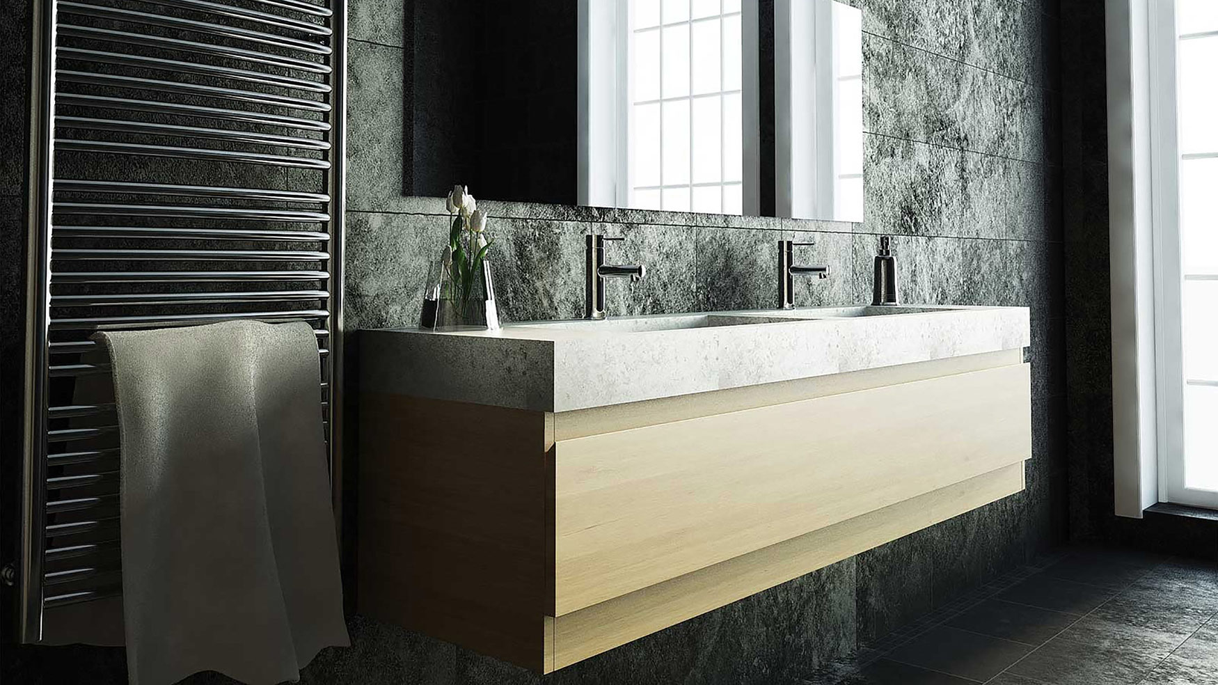 Verwandle dein Badezimmer in eine Wohlfühloase – Mit dem Stilechten Betonwaschbecken verleihst du deinem Badezimmer einen zeitlosen Anblick.